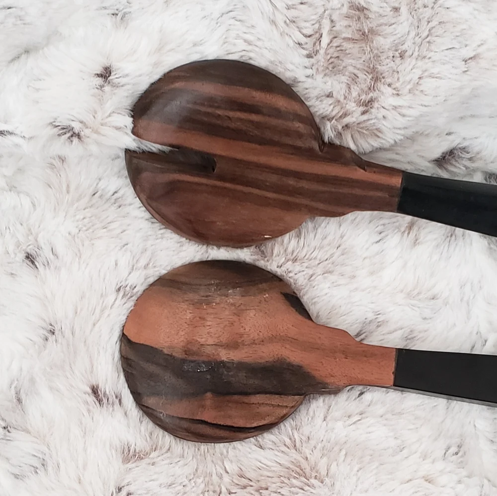 Teak salad servers fork and spoon